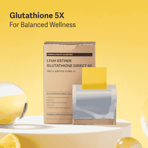 Glutathione Direct 5X film and packaging on display for wellness benefits.